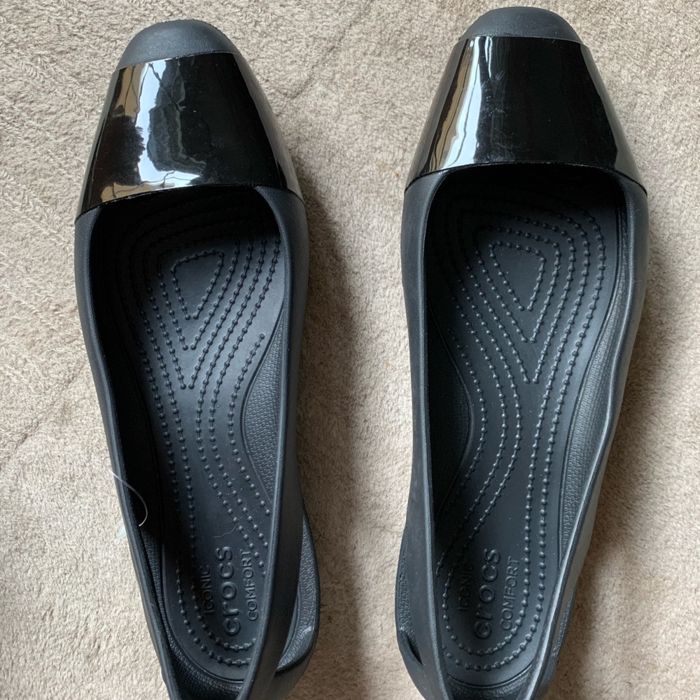 Crocs Slip-on Waterproof Flats Black